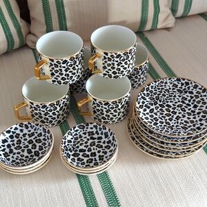 Leopard Tea Set With Gold Rim
